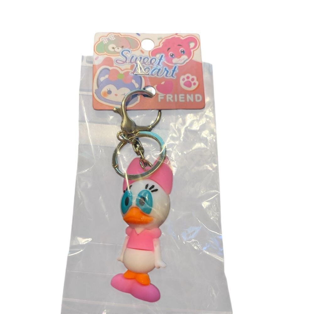 SWEET HEART FRIEND PINK DAISY DUCK KEYCHAIN